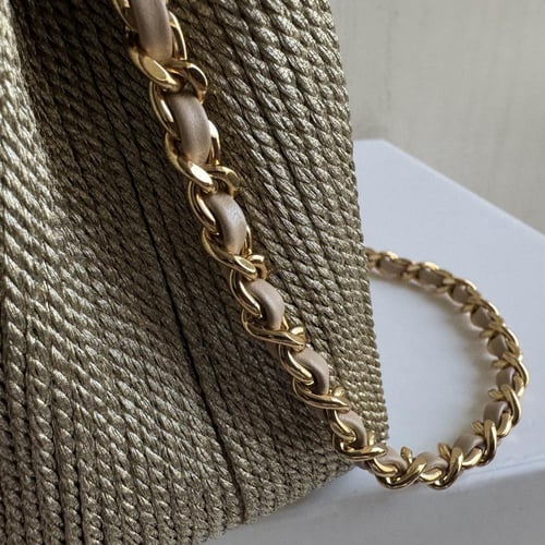Chanel Mini Top Handle Woven Metallic Gold Bag