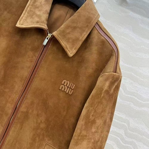 Miu Miu Suede Leather Zip-Up Jacket