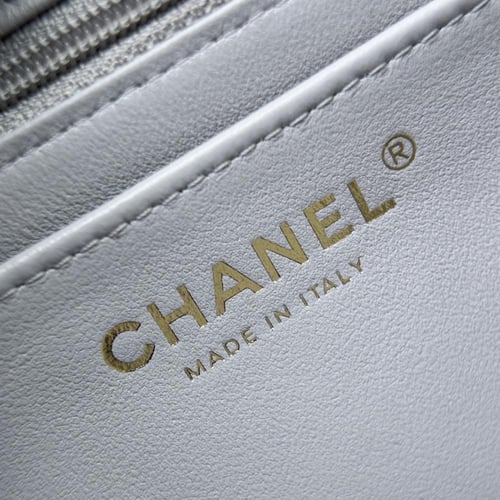 Chanel Top Handle Classic Flap Bag - Light Grey Qu...