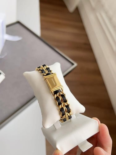 Chanel Premiere Mini Watch – Black Dial, Gold & Bl...