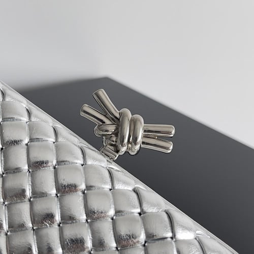 Bottega Veneta Knot Intrecciato Metallic Clutch