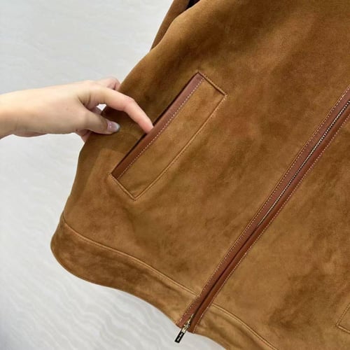 Miu Miu Suede Leather Zip-Up Jacket