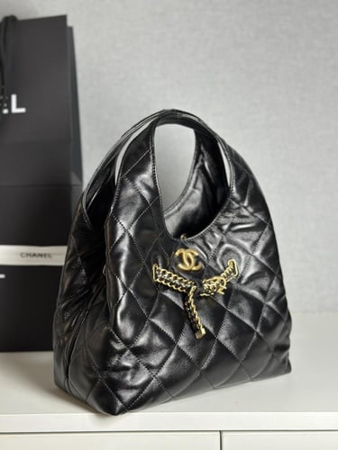 Chanel Black Quilted Leather Hobo Bag