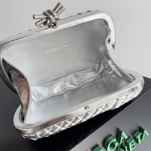 Bottega Veneta Knot Intrecciato Metallic Clutch