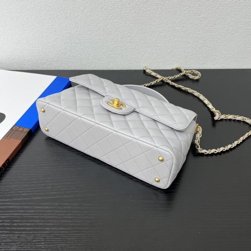 Chanel Classic Top Handle Flap Bag – Gray Quilted...