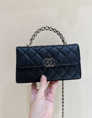 Chanel Mini Flap Bag with Chain Handle – Black Cav...