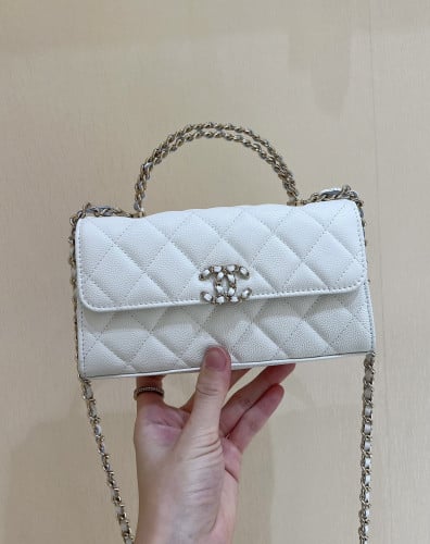 Chanel Mini Flap Bag with Chain Handle – white Cav...