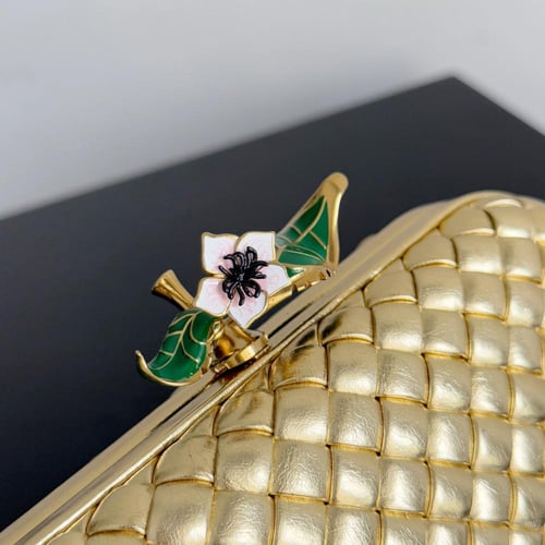 Bottega Veneta Knot Intrecciato Metallic Clutch