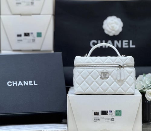 Chanel Vanity Case Bag – White Caviar Leather