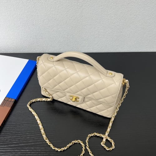 Chanel Classic Top Handle Flap Bag – Beige Quilted...