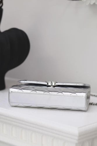 Chanel Silver Quilted Mini Flap Bag – Top Handle
