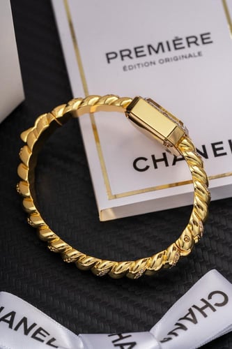Chanel Women’s Gold Chain Bracelet Watch – Black D...