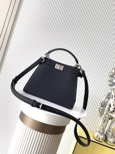 Fendi Peekaboo Black Woven Leather Bag
