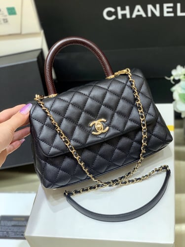 ‏ Chanel 24C Small Top Handle Flap Bag – Black Cav...