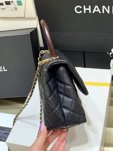 ‏ Chanel 24C Small Top Handle Flap Bag – Black Cav...
