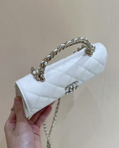 Chanel Mini Flap Bag with Chain Handle – white Cav...