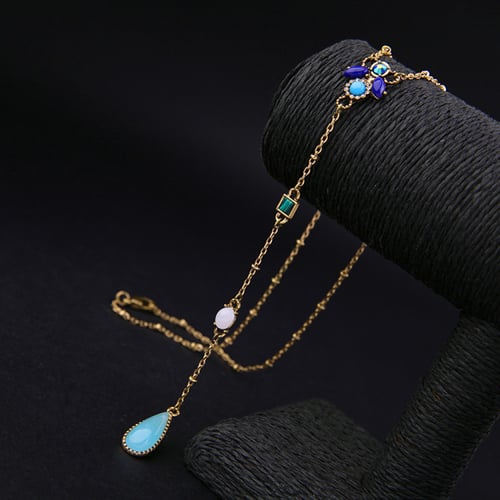 قلادة طويلة بحجر الفيروز