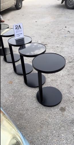 طاوله خدمه حديد سطح زجاج اسود مرايا