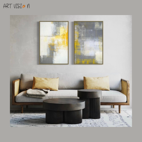 لوحة كانفس تجريدي ثنائية