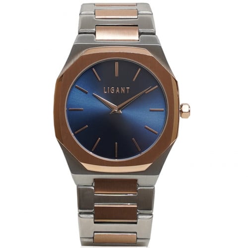 ساعة رجالية من الاستيل باللون الفضي والروز قولد