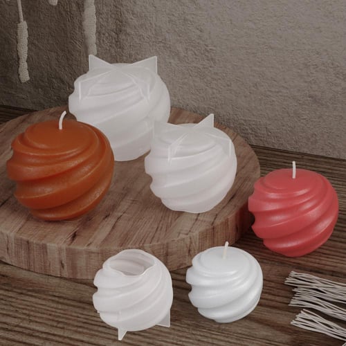 قالب سيليكون شموع كروي بنقشة حلزونية