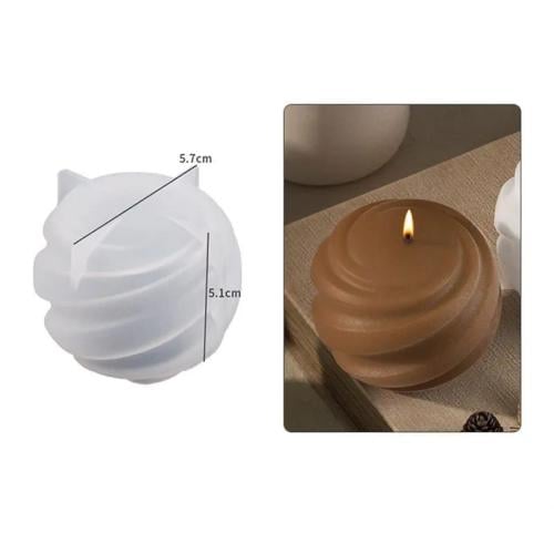 قالب سيليكون شموع كروي بنقشة حلزونية