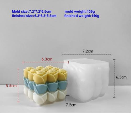 قالب سيليكون شمعة مربعة بتصميم بتلات