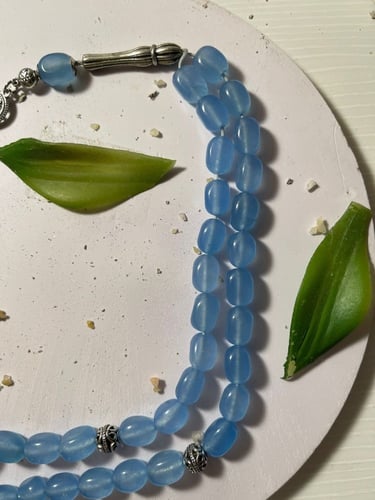 سبحة عقيق يمني - سماوي فاتح