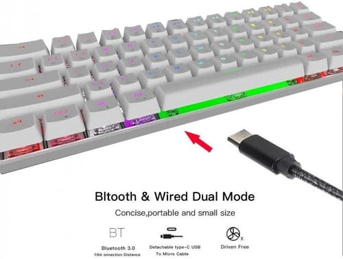 كيبورد الألعاب MOTOSPEED CK62 White RGB - تصميم مد...