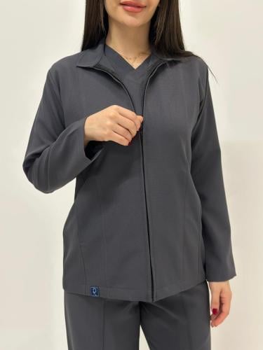 جاكت نسائي لون رصاصي غامق