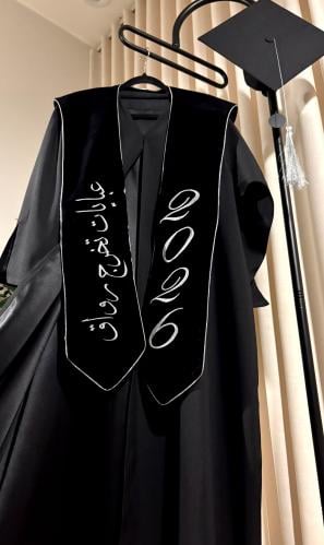 عباية تخرج اسود فاحم وشاح أسود مخمل