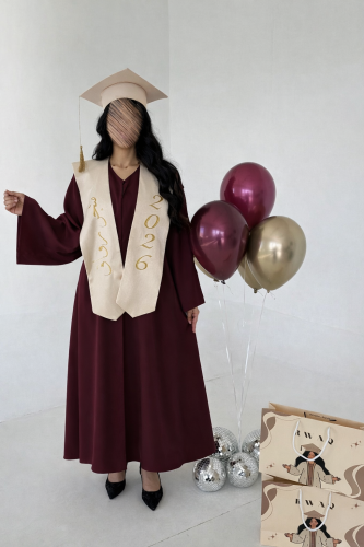عباية تخرج برغندي مع بيج