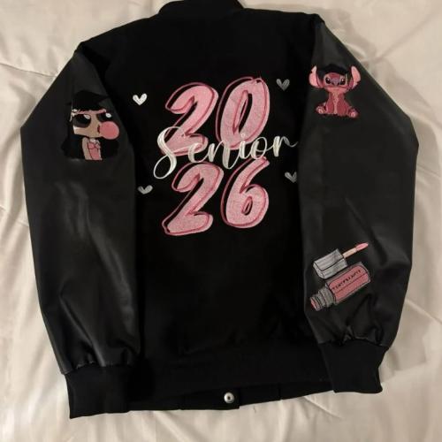 جاكيت سينيور اسود اكمام اسود جلد