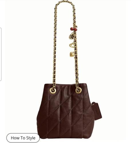 شنطه كوتش Quilted Small Leather Drawstring Crossbody Handbag