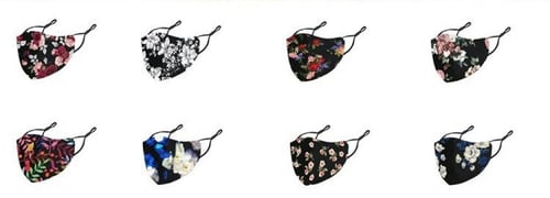 قناع قماشي أسود ورود ملونة Face mask Cloth Colored...