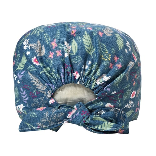 باندانا جراحية زهور كحلي كاب Surgical Cap