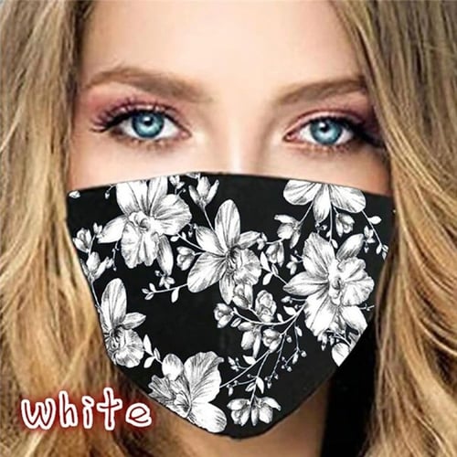 قناع قماشي أسود ورود ملونة Face mask Cloth Colored...