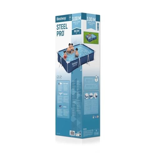 مسبح مستطيل عائلي 3.00م×2.00م×66سم Bestway Steel P...
