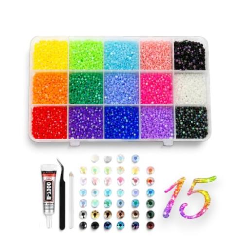 مجموعة فصوص كريستال للأعمال اليدوية 15 لون &