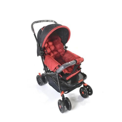 عربة أطفال باللون الأسود والبني قابلة للطي