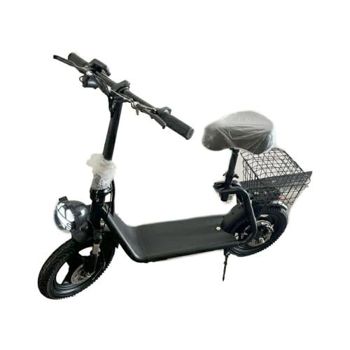 سكوتر كهربائي قوي بإضاءة أمامية وسلة خلفية - لون أ...