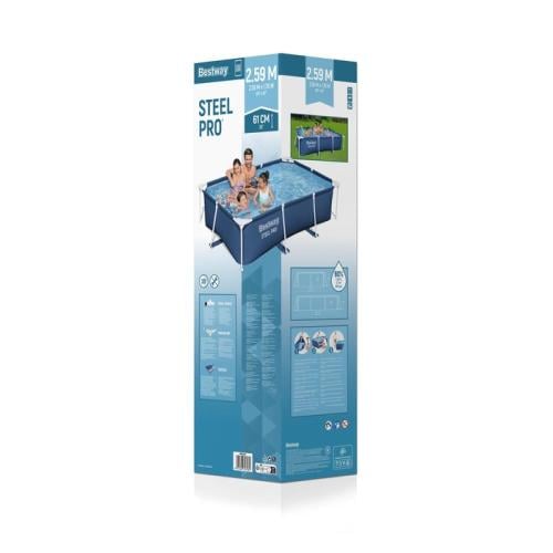 مسبح مستطيل عائلي 2.59م×1.66م×61سم Bestway Steel P...
