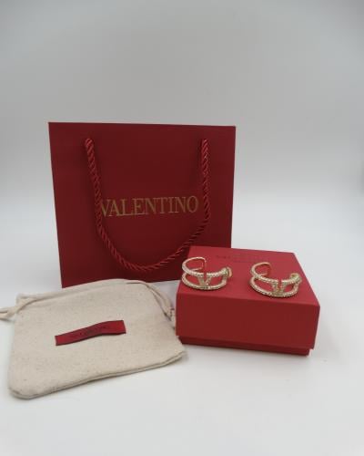 حلق فالنتينو فضي بكرستال