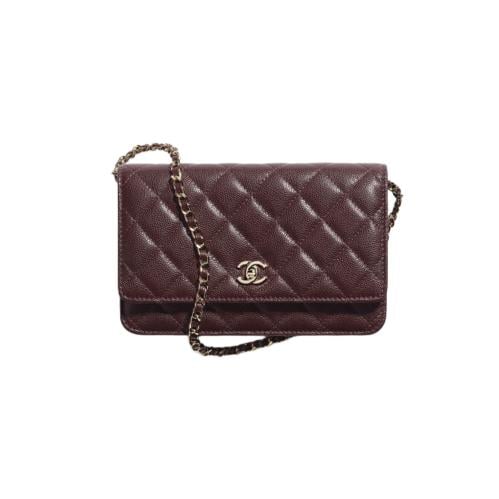 شنطة شانيل عنابي Quilted Mini Top CLASSIC WALLET O...