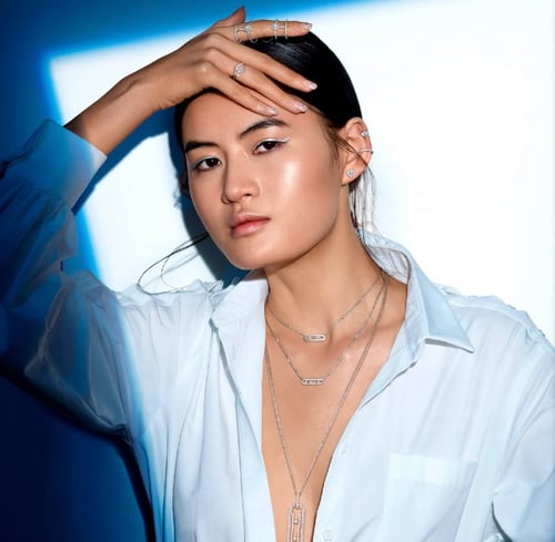 سلسال ميسيكا طويل حجم كبير لون ذهبي / فضي