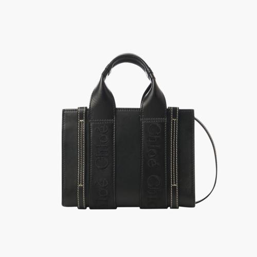 CHLOE Woody Mini Leather Tote With Strap