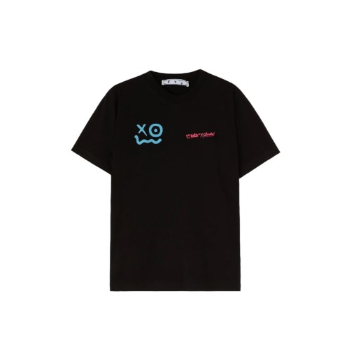 تيشيرت اوف وايت اسود برسمة سماويه