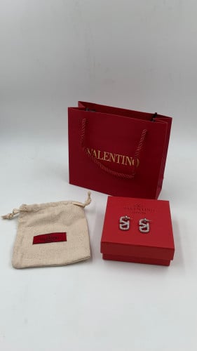 حلق فالنتينو فضي بكرستال