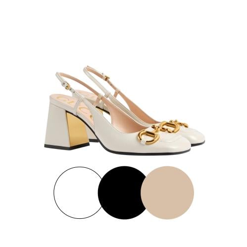 كعب قوتشي Gucci white leather slingback pumps