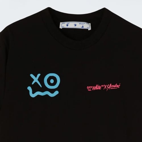 تيشيرت اوف وايت اسود برسمة سماويه